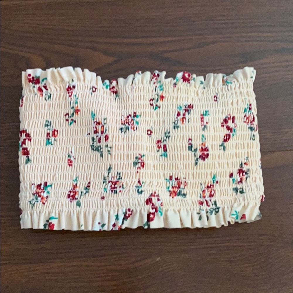 a flower bathing suit top